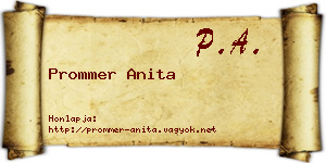 Prommer Anita névjegykártya
